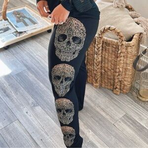 Black Skull Sparkle  Women's leggings